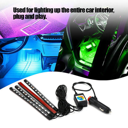 4X 48LED RGB Car Interior Atmosphere Light Strip Bar