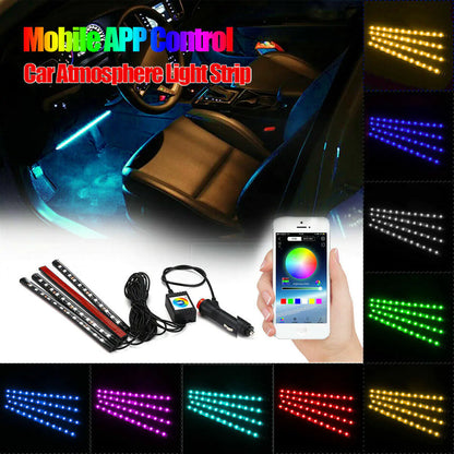 4X 48LED RGB Car Interior Atmosphere Light Strip Bar